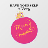 Roze Ornament Bal Prettig Kerstfeest Raamsticker (Vel)