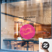 Roze Ornament Bal Prettig Kerstfeest Raamsticker (Cafe Raam)