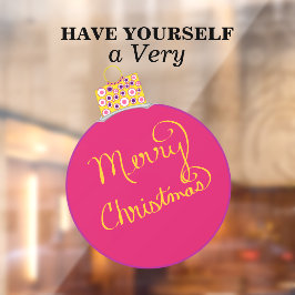 Roze Ornament Bal Prettig Kerstfeest Raamsticker