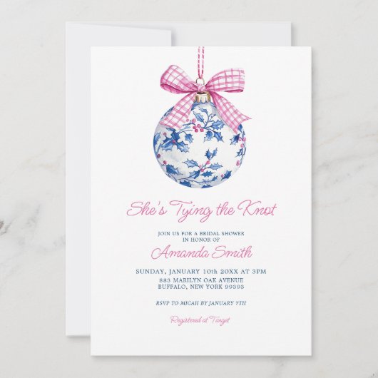 Roze Ornament Chinoiserie Vrijgezellenfeest Kaart (Voorkant)