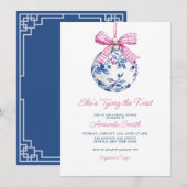 Roze Ornament Chinoiserie Vrijgezellenfeest Kaart (Voorkant / Achterkant)