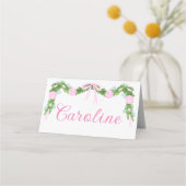 Roze Ornament Garland Christmas Place Card Plaatskaartje (Voorkant)