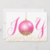 Roze Ornament Joy Kerstgroet Feestdagenkaart (Voorkant)