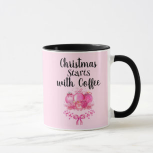 Roze Ornament Kerstmorgen Design Mok