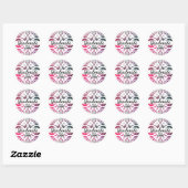 Roze Ornament met glitter Snowflake Handgemaakte L Ronde Sticker (Vel)