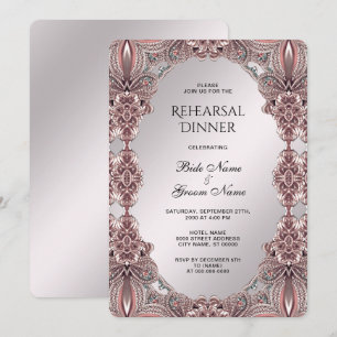 Roze Ornamental Repetitie Diner Uitnodiging
