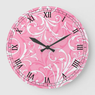 Roze ornamental Round Roman Nummerklok Grote Klok