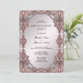 Roze Ornamental Verloving Invitation Kaart (Staand voorkant)