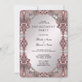 Roze Ornamental Verloving Invitation Kaart (Voorkant)
