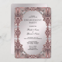 Roze Ornamental Verloving Invitation