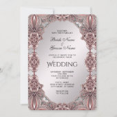 Roze Ornamental Wedding Invitation Kaart (Voorkant)