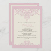 Roze Ornamentele Religieuze Uitnodiging (Voorkant / Achterkant)