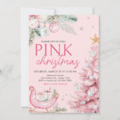 Roze Ornamenten Kerstfeest Kaart (Voorkant)