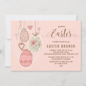 Roze  Ornamenten | Pasen Brunch en Egg Hunt Kaart (Voorkant)