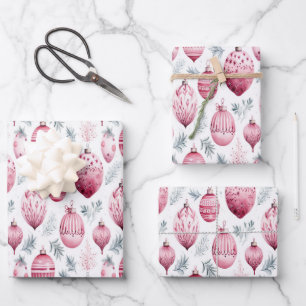Roze ornamenten voor feestelijke cadeauverpakking inpakpapier vel
