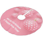 Roze Ornamenten Vrolijk Kerstfeest en Gelukkig Nie Kerstboom Rok (Gekanteld)