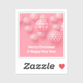 Roze Ornamenten Vrolijk Kerstfeest en Gelukkig Nie Sticker
