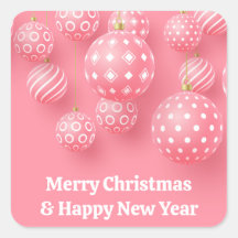 Roze Ornamenten Vrolijk Kerstfeest en Gelukkig Nie