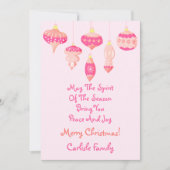 Roze Ornamenten Vrolijk kerstontwerp Feestdagenkaart (Voorkant)