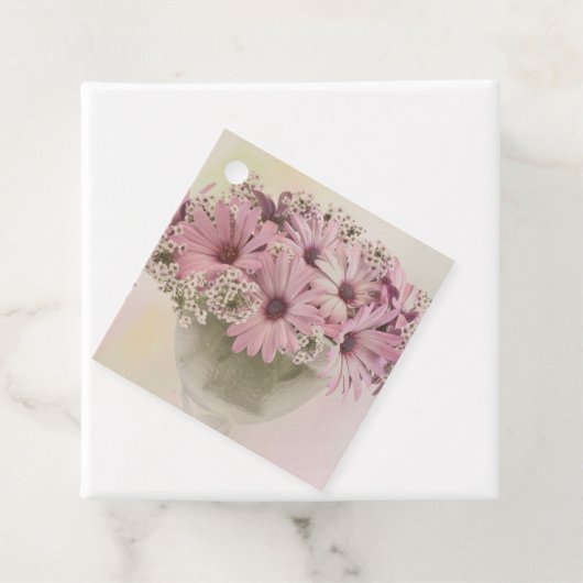 Roze osteospernum bedankjes labels (In situ)