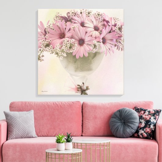 Roze osteospernum canvas afdruk (Insitu (Woonkamer))