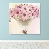 Roze osteospernum canvas afdruk (Insitu (Houten vloer))