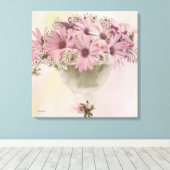 Roze osteospernum canvas afdruk (Insitu (Houten vloer))