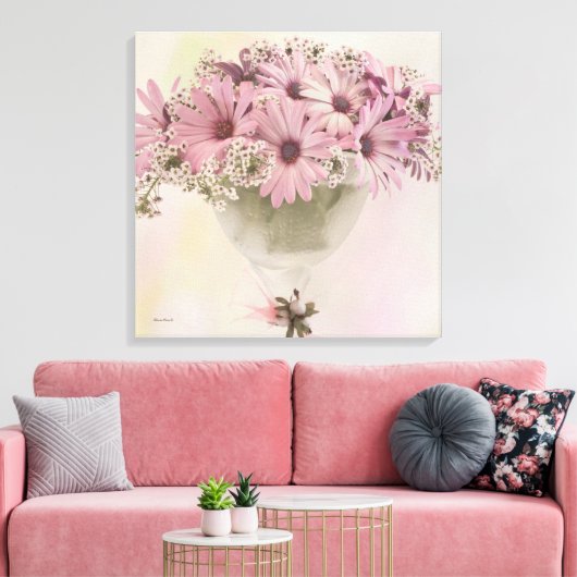 Roze osteospernum canvas afdruk (Insitu (Woonkamer))