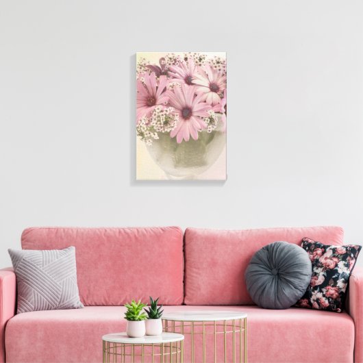 Roze osteospernum canvas afdruk (Insitu (Woonkamer))