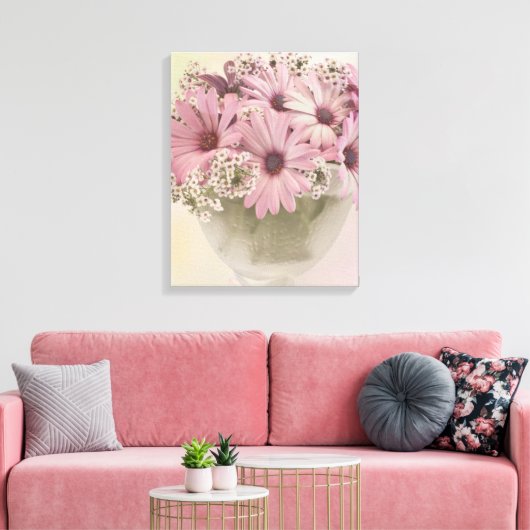 Roze osteospernum canvas afdruk (Insitu (Woonkamer))