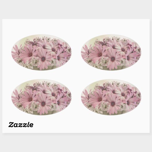 Roze osteospernum ovale sticker (Vel)