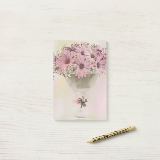 Roze osteospernum post-it® notes (Op bureau)
