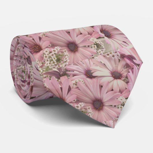 Roze osteospernum stropdas (Opgerold)