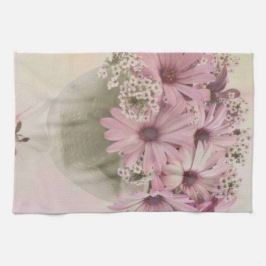 Roze osteospernum theedoek (Horizontaal)