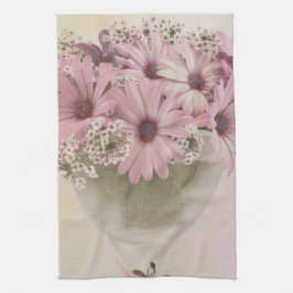 Roze osteospernum theedoek