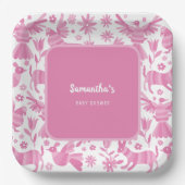 Roze otomi mexicaans baby shower papier Bord (Voorkant)