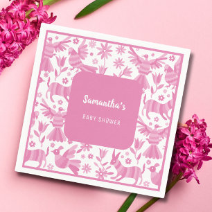 Roze otomi mexicaans baby shower papier Bord Servet