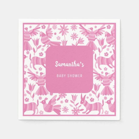 Roze otomi mexicaans baby shower papier Bord Servet (Voorkant)