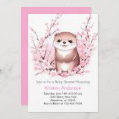 Roze Otter Magic Meisje Baby shower Kaart (Voorkant / Achterkant)