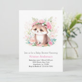 Roze Otter Wildflower Magic Meisje Baby shower Kaart (Staand voorkant)