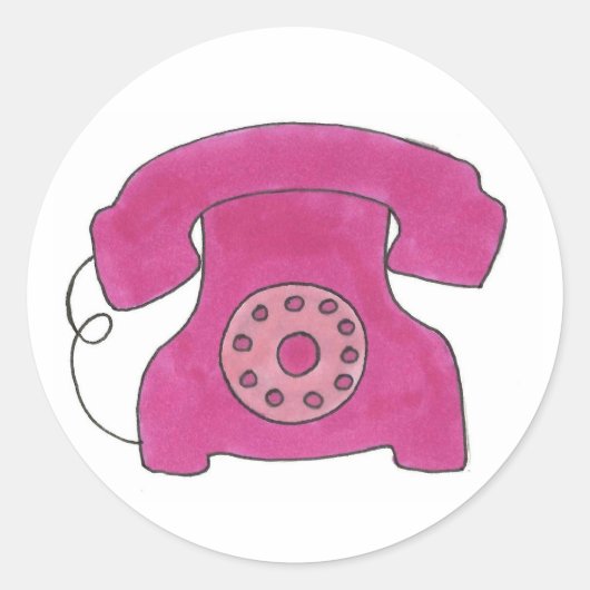 Roze oude mobiele telefoon Rotary Phone Telefoon Ronde Sticker (Voorkant)