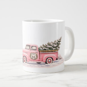 Roze Oude Pickup Kerst Koffie Route 66 Grote Koffiekop