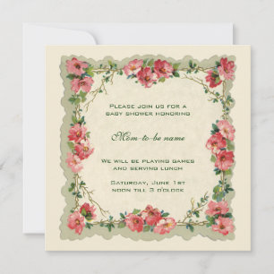 Roze Oude Rozen Bloemen Bloemstuk Baby Shower Kaart