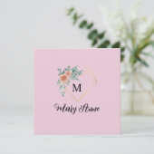 Roze Oude Rozen Gouden Hart Monogram en Naam Feestdagenkaart (Staand voorkant)