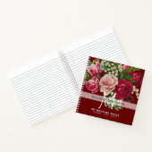 Roze Oude Rozen Monogram Huwelijksplanning Bruid Notitieboek (Binnen)