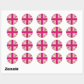 Roze Oude Union Jack Stickers (Vel)