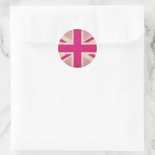 Roze Oude Union Jack Stickers (Tas)