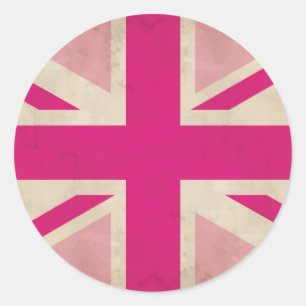 Roze Oude Union Jack Stickers