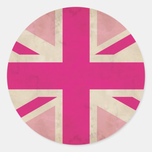 Roze Oude Union Jack Stickers (Voorkant)