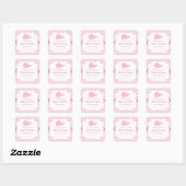 Roze Ouder & Kinder Walvis Roze Meisje Bookplate Vierkante Sticker (Vel)
